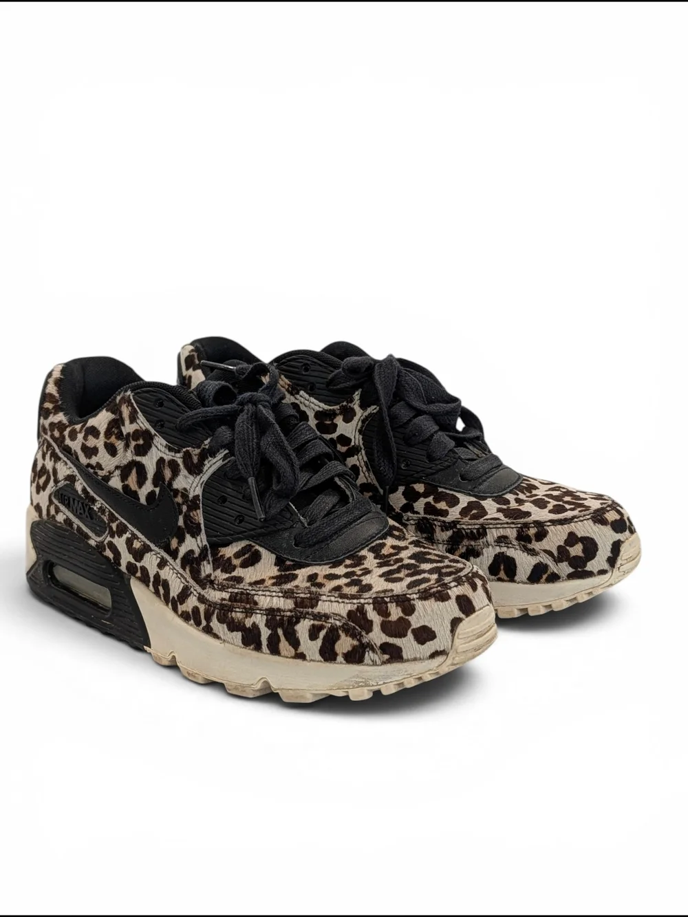SOLD Vintage Nike Air Max Leather Cow Hide Leopard Print Athletic Sneakers - Picture 2 of 13